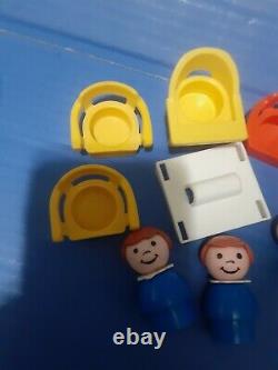 Lot of 30 Vtg Fisher Price Little People Parts & Figures Mini boats, cars, used