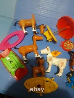 Lot of 30 Vtg Fisher Price Little People Parts & Figures Mini boats, cars, used