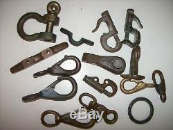 Lot of Vintage BRONZE Sailboat Boat Parts Boat hardware, Hooks, Cleat, Shackles