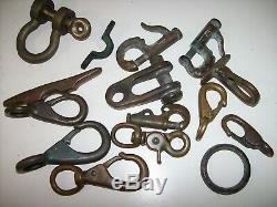 Lot of Vintage BRONZE Sailboat Boat Parts Boat hardware, Hooks, Cleat, Shackles