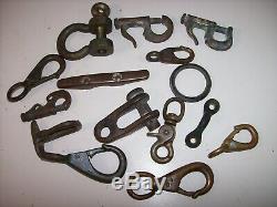 Lot of Vintage BRONZE Sailboat Boat Parts Boat hardware, Hooks, Cleat, Shackles