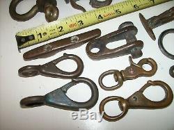 Lot of Vintage BRONZE Sailboat Boat Parts Boat hardware, Hooks, Cleat, Shackles