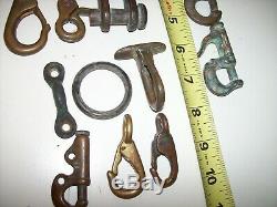 Lot of Vintage BRONZE Sailboat Boat Parts Boat hardware, Hooks, Cleat, Shackles