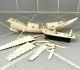 Lot Of Vintage Carved Bovine Bone Carved Chinese Boats For Parts Or Repair