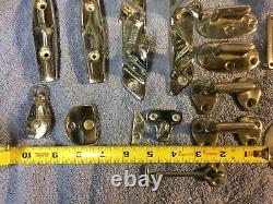 Lot of Vintage Chrome Over Brass Nautical Boat Cleat Chock and Misc. Parts