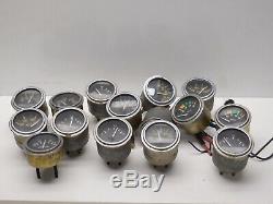 Lot of Vintage Stewart-Warner Volt, Oil, Water, Fuel, Amps Gauges