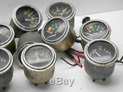 Lot of Vintage Stewart-Warner Volt, Oil, Water, Fuel, Amps Gauges