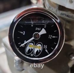 MOONeyes Direct fit 15lb PRESSURE GAUGE Liquid Filled DRAG RACING Hot Rod MOON