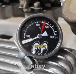 MOONeyes LARGE Direct fit TEMPERATURE GAUGE Dry DRAG RACING Hot Rod MOON Gasser