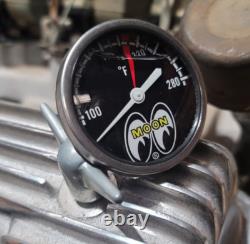 MOONeyes LARGE Direct fit TEMPERATURE GAUGE Liquid Fill DRAG RACING Hot Rod MOON