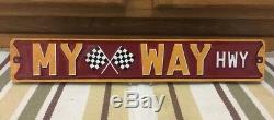 MY WAY HWY Checkered Flags Nascar Race Car Man Cave Gas Can Parts Vintage Style