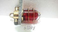 Marine roof hang light vintage solid brass body red and green