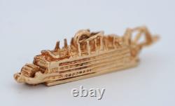 Mississippi Queen Boat Vintage 14K Yellow Gold Charm Moving Wheel 3.6 grams
