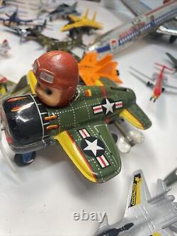 Mixed Lot Vintage/Retro Metal & Plastic Airplanes, Boats, Military Toys Parts