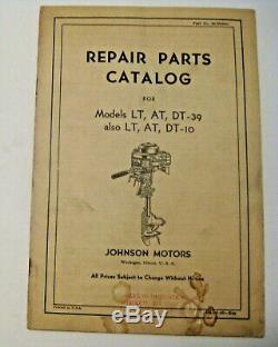 Old 1946 Johnson Outboard Boat Motor Models Lt At Dt 10 39 Repair Parts Catalog