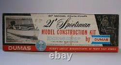 Old Vintage Dumas Model Kit 21 Chris-Craft Sportsman Boat, Unbuilt PARTS In Box