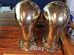 PAIR OF VINTAGE CAST BRONZE/BRASS COWL DECK VENTS 8 1/2 TALL WithDECK FLANGES
