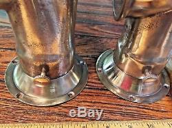 PAIR OF VINTAGE CAST BRONZE/BRASS COWL DECK VENTS 8 1/2 TALL WithDECK FLANGES