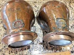 PAIR OF VINTAGE HEAVY CAST BRONZE ABI COWL DECK VENTS 10 TALL WithDECK FLANGES