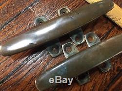Pair Of Large Vintage Heavy Cast Bronze Cleats 7 Long 3 Wide Beautiful Patina