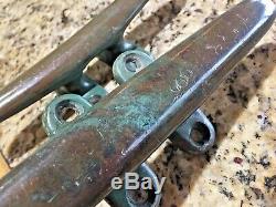 Pair Of Vintage Old Cast Bronze Cleats 9 1/2 Long, Amazing Patina (see Photos)