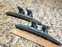 Pair Of Vintage Old Cast Bronze Cleats 9 1/2 Long, Amazing Patina (see Photos)