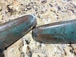 Pair Of Vintage Old Cast Bronze Cleats 9 1/2 Long, Amazing Patina (see Photos)