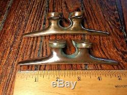Pair Of Vintage Old Solid Polished Bronze Cleats 5 Long