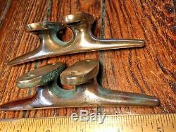 Pair Of Vintage Old Solid Polished Bronze Cleats 5 Long
