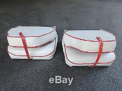 Pair Of Vintage Red/white Vinyl Folding Cushioned Chairs Boat Seats Very Clean