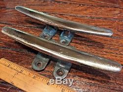 Pair Of Vintage Solid Bronze (not Hollow) Cleats 8 Long