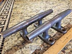 Pair Of Vintage Thickly Cast Bronze Herreshoff Style Cleats 10 Long