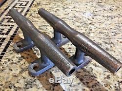 Pair Of Vintage Thickly Cast Bronze Herreshoff Style Cleats 10 Long