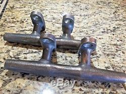 Pair Of Vintage Thickly Cast Bronze Herreshoff Style Cleats 10 Long