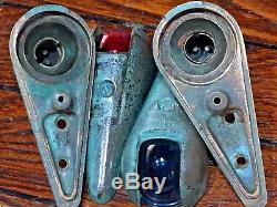 Pair Vintage Bronze Wilcox Crittenden Teardrop Running Lights Aprox 4 1/2 Long