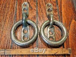 Pair Vintage Merriman Bronze Strap Lift Ring Door/drawer Pulls 5 Large 3 Rings