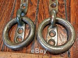 Pair Vintage Merriman Bronze Strap Lift Ring Door/drawer Pulls 5 Large 3 Rings