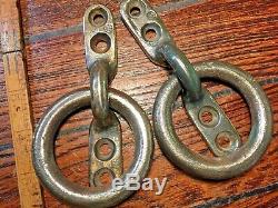 Pair Vintage Merriman Bronze Strap Lift Ring Door/drawer Pulls 5 Large 3 Rings