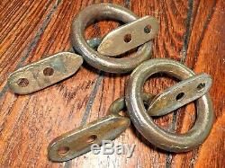 Pair Vintage Merriman Bronze Strap Lift Ring Door/drawer Pulls 5 Large 3 Rings