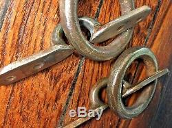 Pair Vintage Merriman Bronze Strap Lift Ring Door/drawer Pulls 5 Large 3 Rings