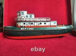 RARE JAPAN Battery Operated Neptune Boat Ship VTG Tin Toy Old Vintage FOR PARTS