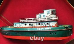 RARE JAPAN Battery Operated Neptune Boat Ship VTG Tin Toy Old Vintage FOR PARTS