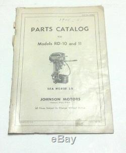 RARE Vintage 1951 JOHNSON Boat Motors Parts Catalog Models RD-10 and RD-11