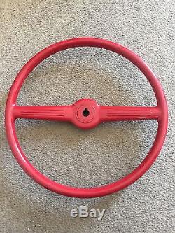 Rare NOS Vintage SHELLER 15 Outboard Boat Red Steering Wheel & Helm