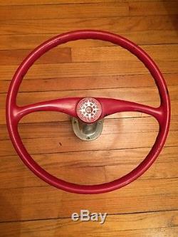 Rare Used Vintage Outboard Boat Red Steering Wheel & HelmWilcox Crittenden
