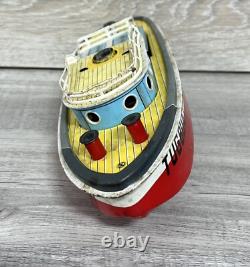 SAN Japan Tin Tugboat Battery Operated Toy Boat VTG 1950s Parts