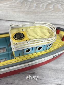 SAN Japan Tin Tugboat Battery Operated Toy Boat VTG 1950s Parts