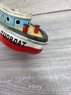 SAN Japan Tin Tugboat Battery Operated Toy Boat VTG 1950s Parts