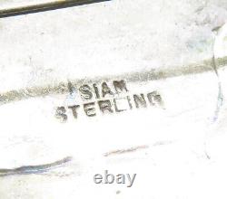 SIAM 925 Sterling Silver Vintage Enamel Niello Dragon Boat Brooch Pin BP6130