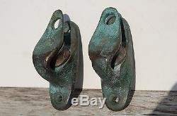 Sail Boat OPEN LEAD BLOCKS Vintage Bronze Large Sheaves No Reserve